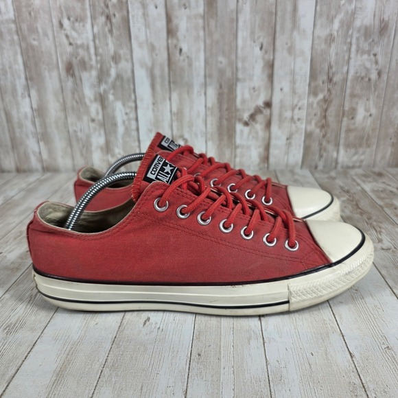 Converse All Star Lo Top Sneakers Red Canvas Men's Shoes Size 10 Casual - Picture 1 of 8